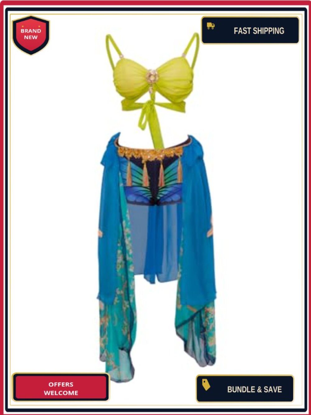 iSHOWcos Slave for You Costume Sexy Bra Skirt Set Stage Dance Halloween Outfit